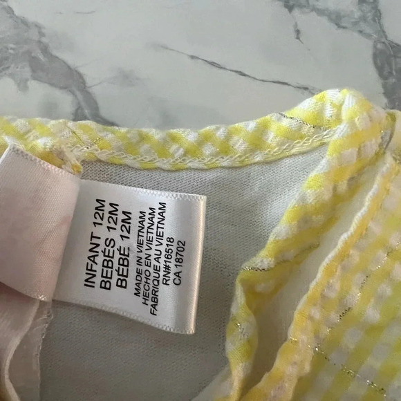 Youngland Baby Yellow Gingham Dress w Flowers & Ruffle Details Baby Girl 12M - Picture 5 of 6